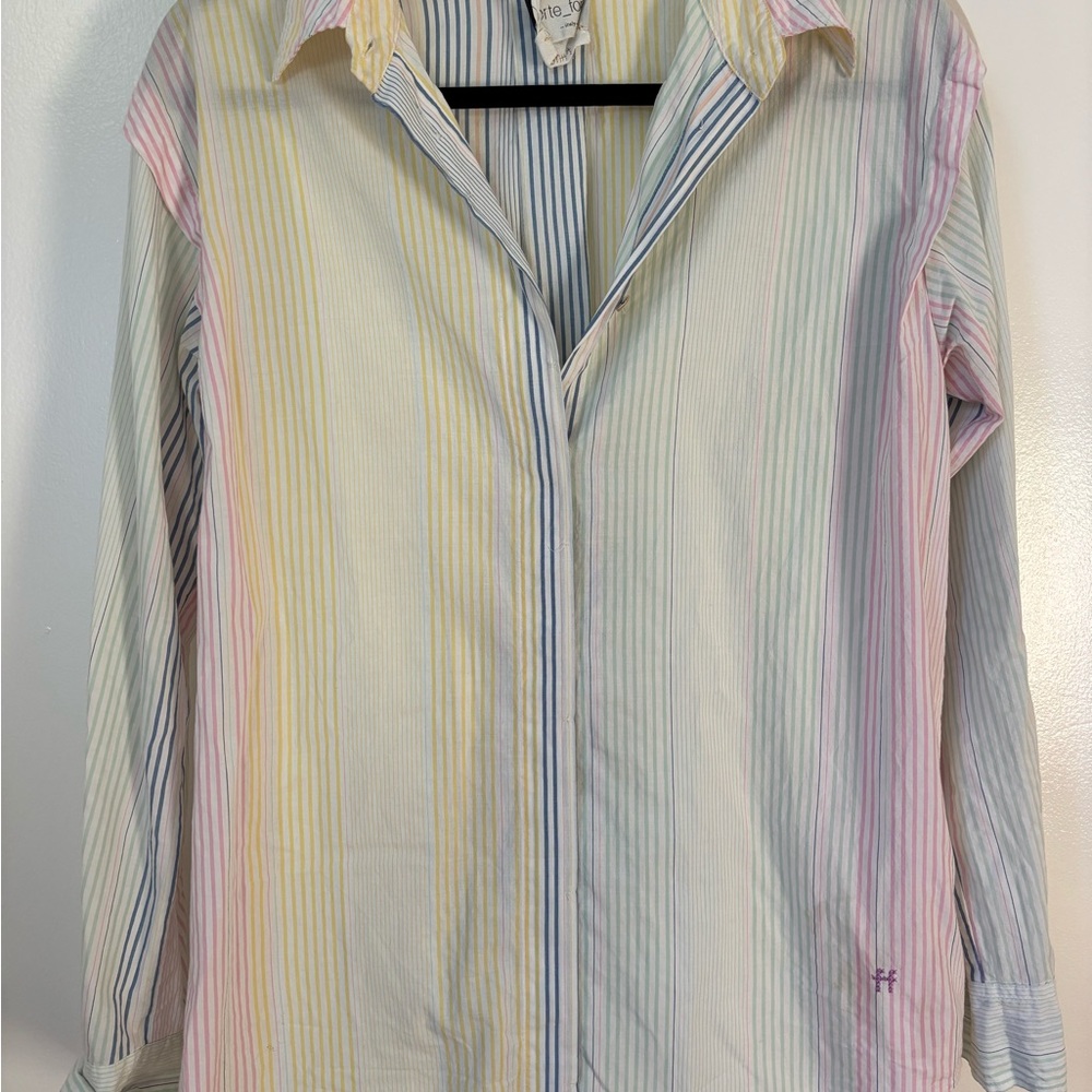 Forte Forte Pastel Stripe Button-Down Shirt | Italian Designer
